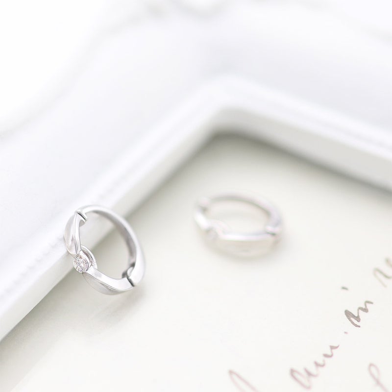 K10WG ダイヤモンド フープ ピアリング_10