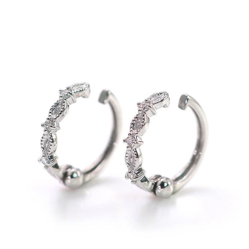 K10WG ダイヤモンド フープ ピアリング_09