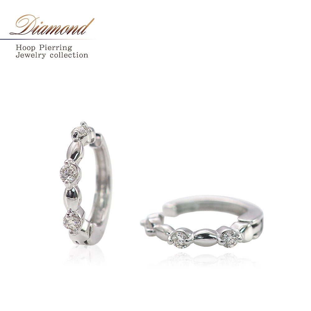 K10WG ダイヤモンド フープ ピアリング_01