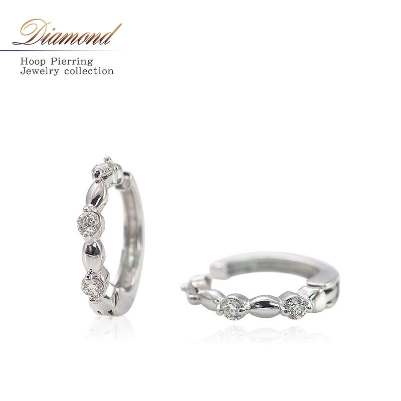 K10WG ダイヤモンド フープ ピアリング_01