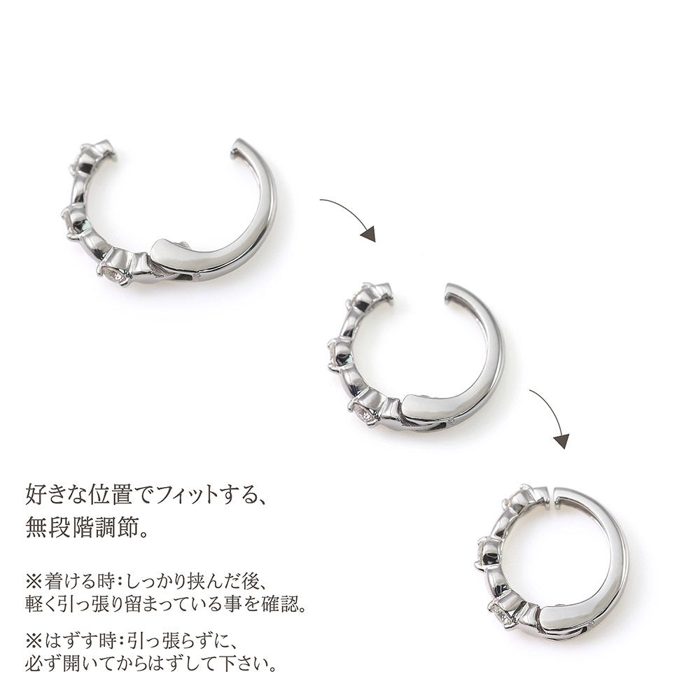 K10WG ダイヤモンド フープ ピアリング_04