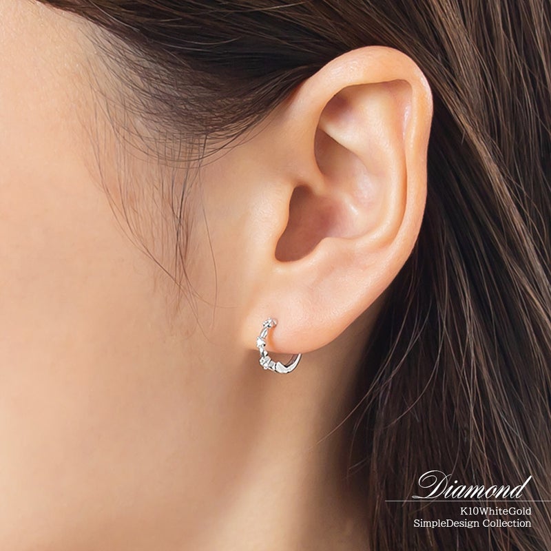 K10WG ダイヤモンド フープ ピアリング_12