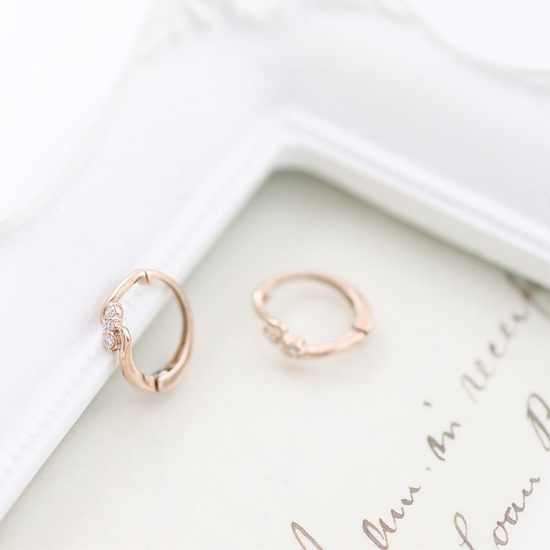 K10PG ダイヤモンド フープ ピアリング 痛くないイヤリング_10