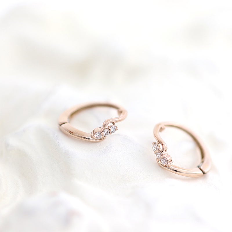 K10PG ダイヤモンド フープ ピアリング 痛くないイヤリング_11