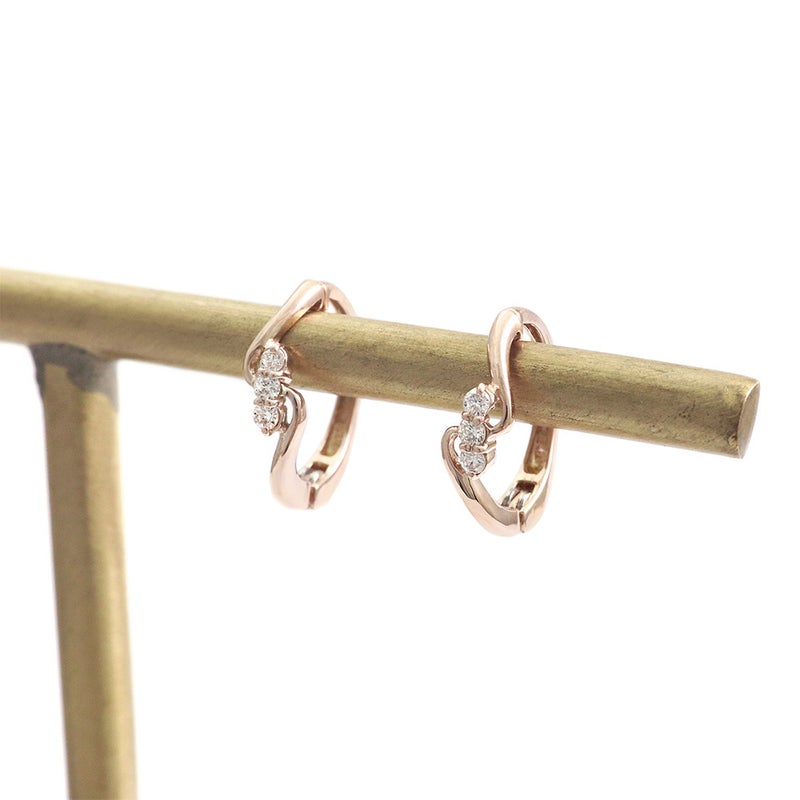 K10PG ダイヤモンド フープ ピアリング 痛くないイヤリング_12