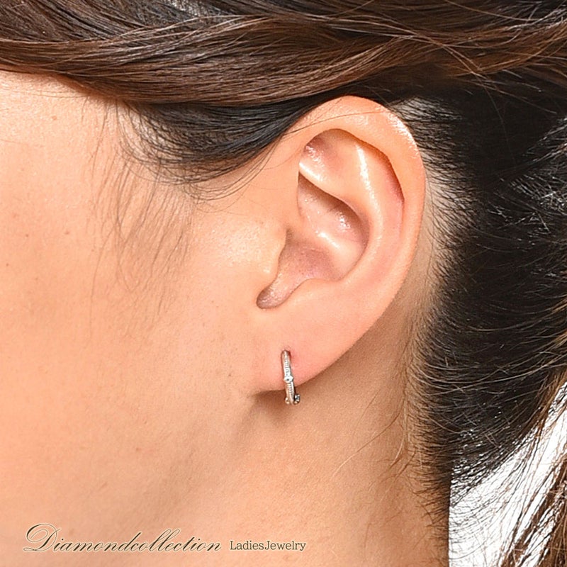 K10WG ダイヤモンド フープ ピアリング_05