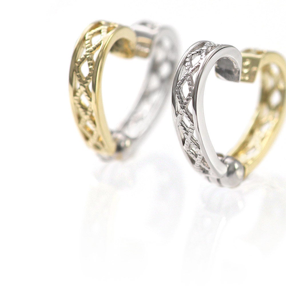 K10YG×K10WG リバーシブル ハート ピアリング_05