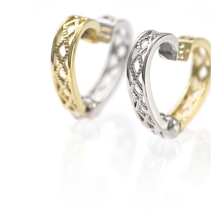 K10YG×K10WG リバーシブル ハート ピアリング_05