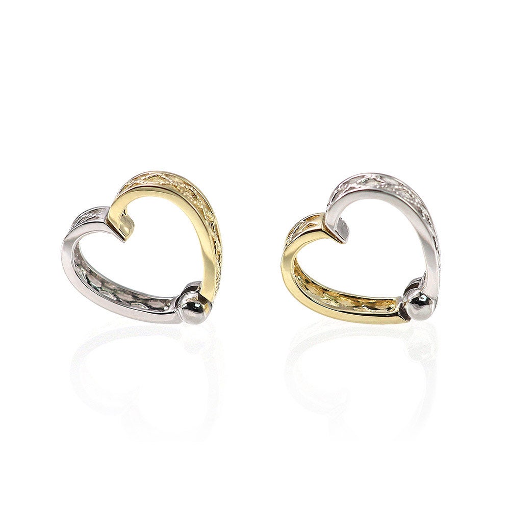 K10YG×K10WG リバーシブル ハート ピアリング_09