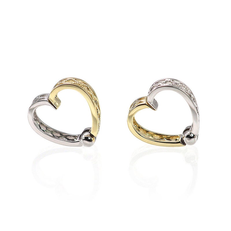 K10YG×K10WG リバーシブル ハート ピアリング_09