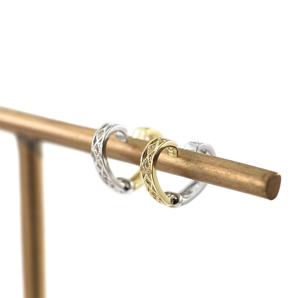 K10YG×K10WG リバーシブル ハート ピアリング_10