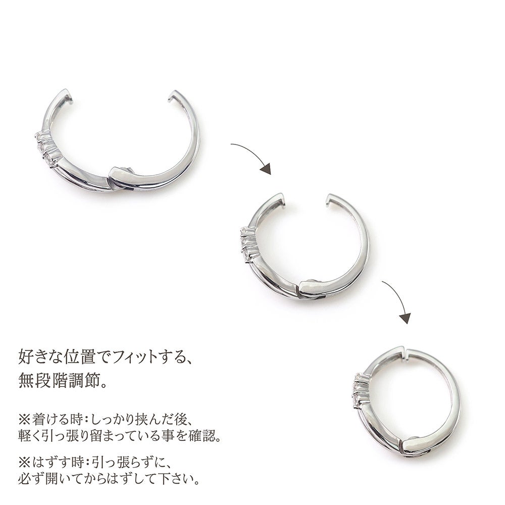 K10WG ダイヤモンド フープ ピアリング_04