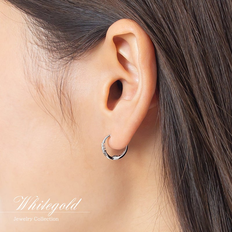 K10WG ダイヤモンド フープ ピアリング_05