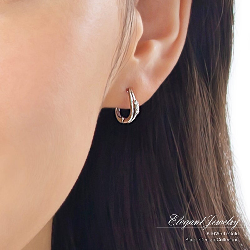 K10WG ダイヤモンド フープ ピアリング_11