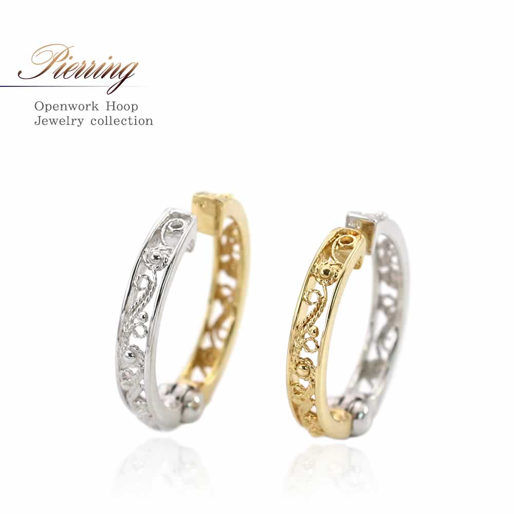 K18YG/K18WG リバーシブル フープ ピアリング_01