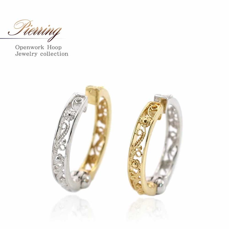 K18YG/K18WG リバーシブル フープ ピアリング_01