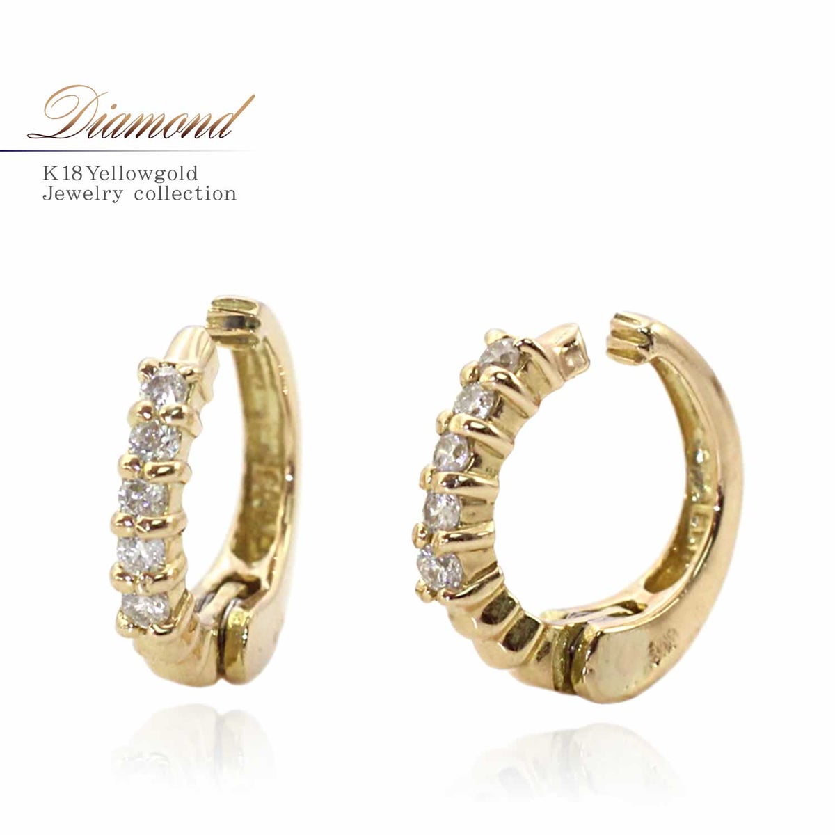 K18YG ダイヤモンド フープイヤリング_01
