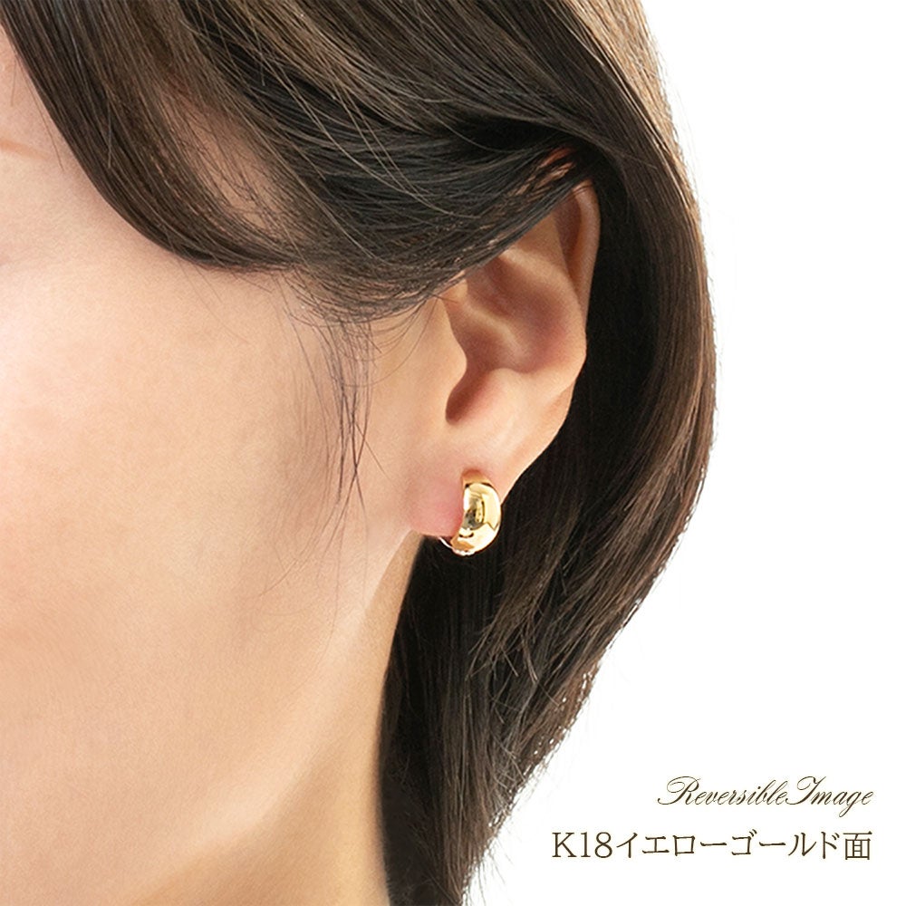 K18YG/K14WG リバーシブル フープ ピアリング_04