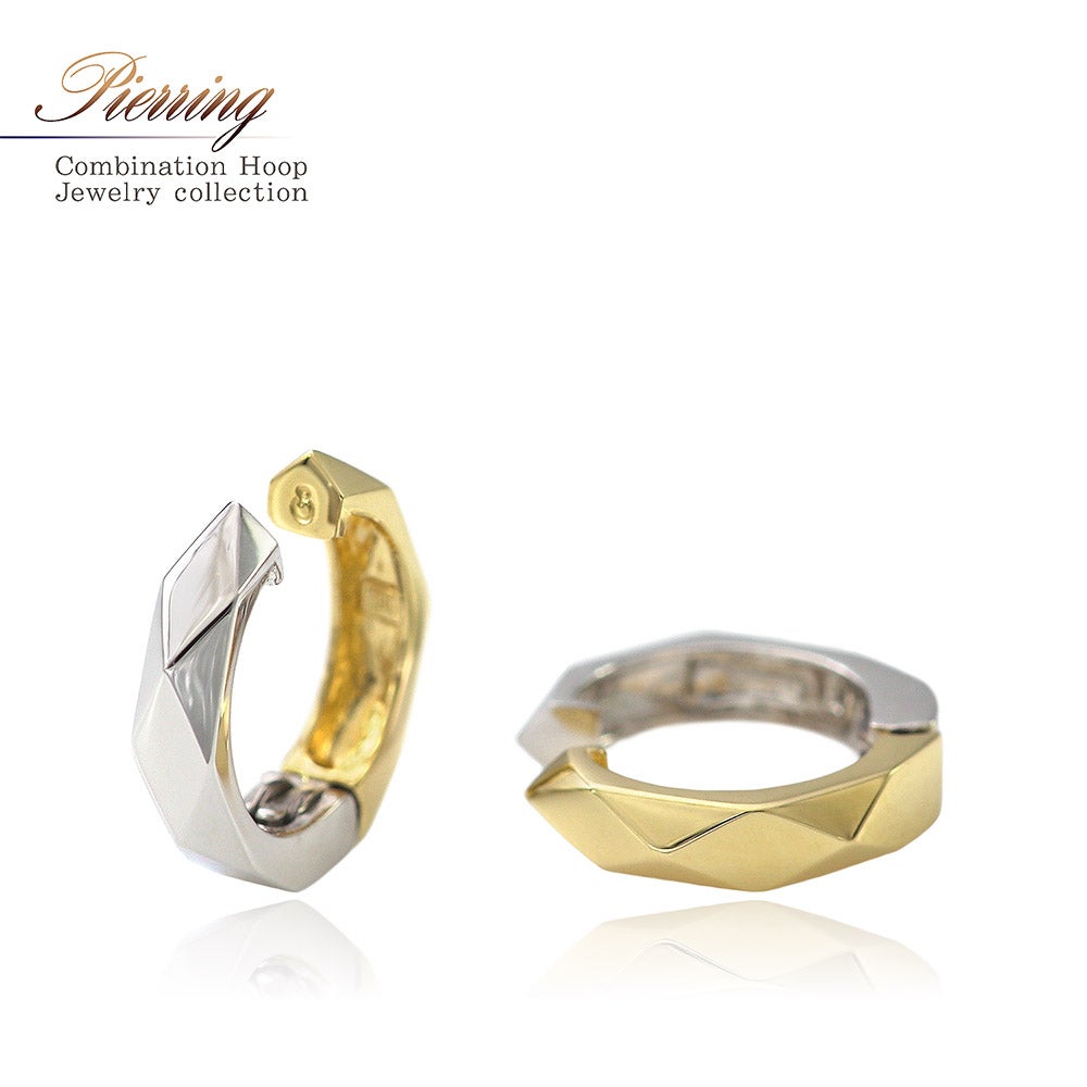 K18YG/K14WG リバーシブル フープ ピアリング_01