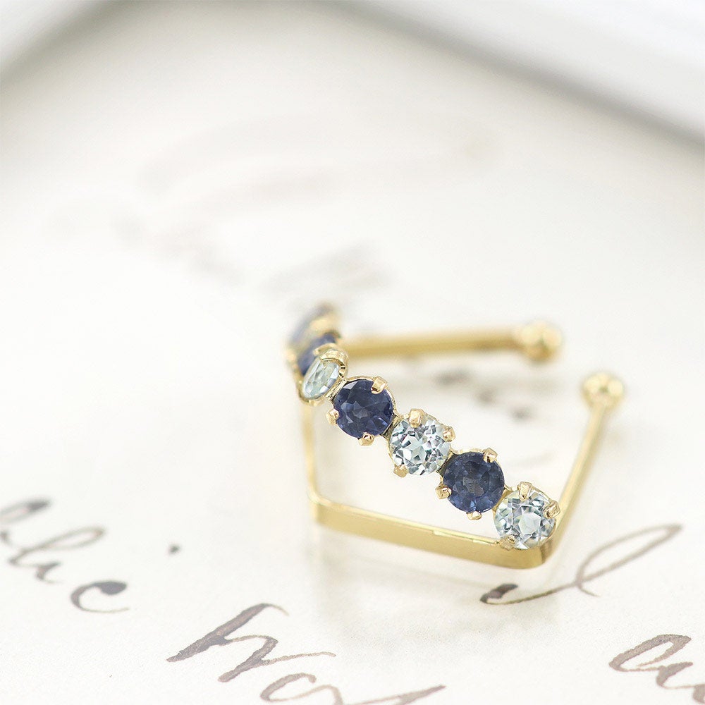 K18YG サファイア＆スカイブルートパーズ イヤーカフ 9月 誕生石_02