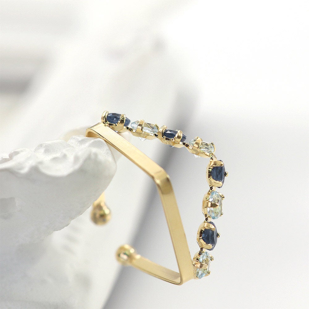 K18YG サファイア＆スカイブルートパーズ イヤーカフ 9月 誕生石_03