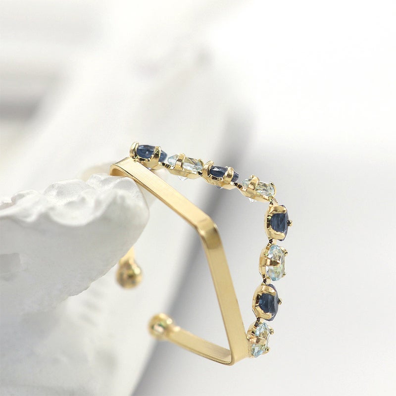 K18YG サファイア＆スカイブルートパーズ イヤーカフ 9月 誕生石_03