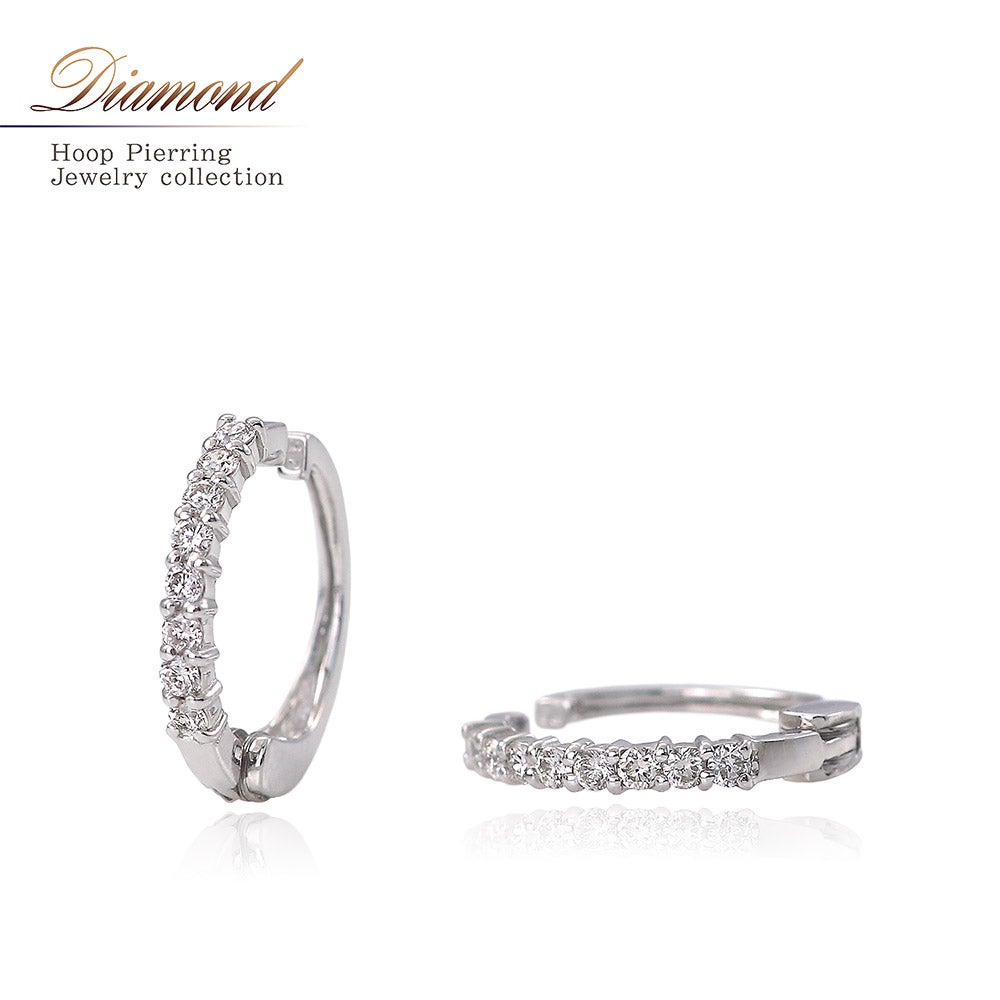 K18WG ダイヤモンド フープ ピアリング_01