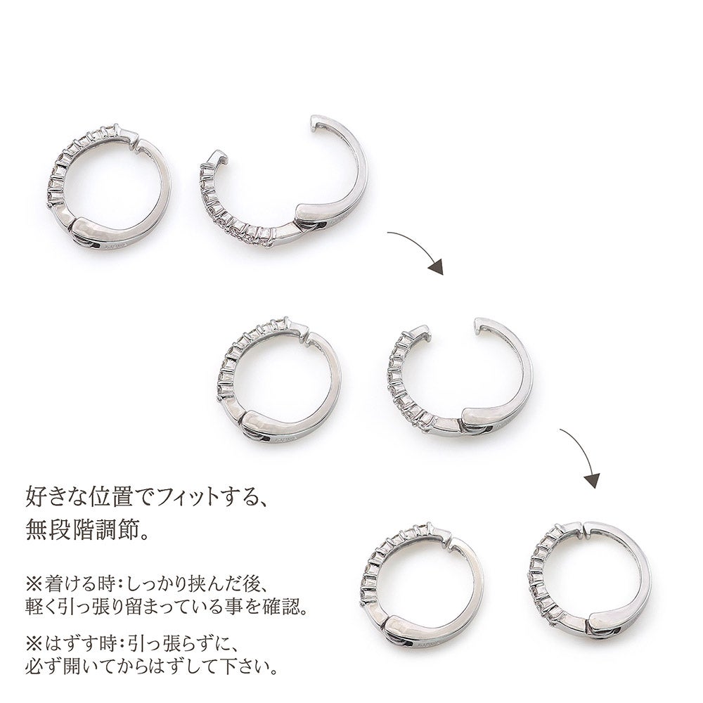 K18WG ダイヤモンド フープ ピアリング_04