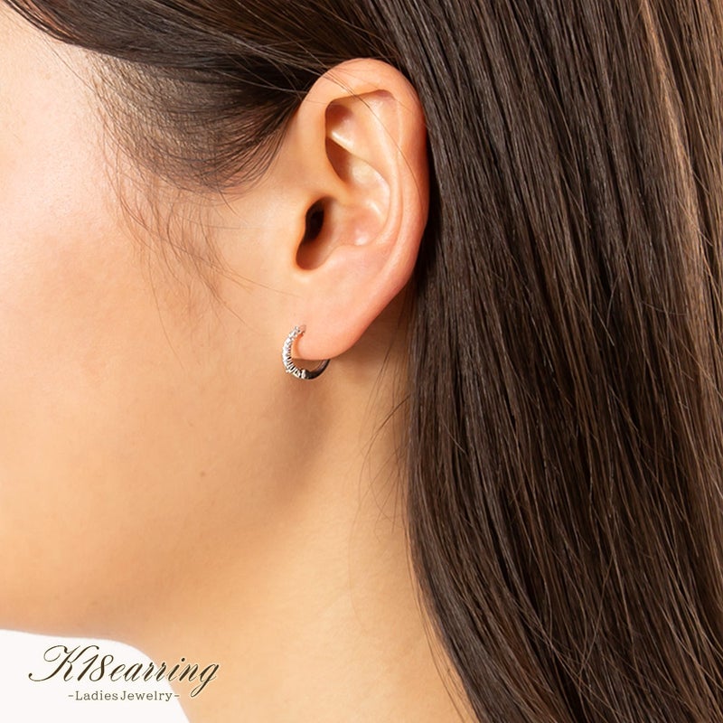 K18WG ダイヤモンド フープ ピアリング_13