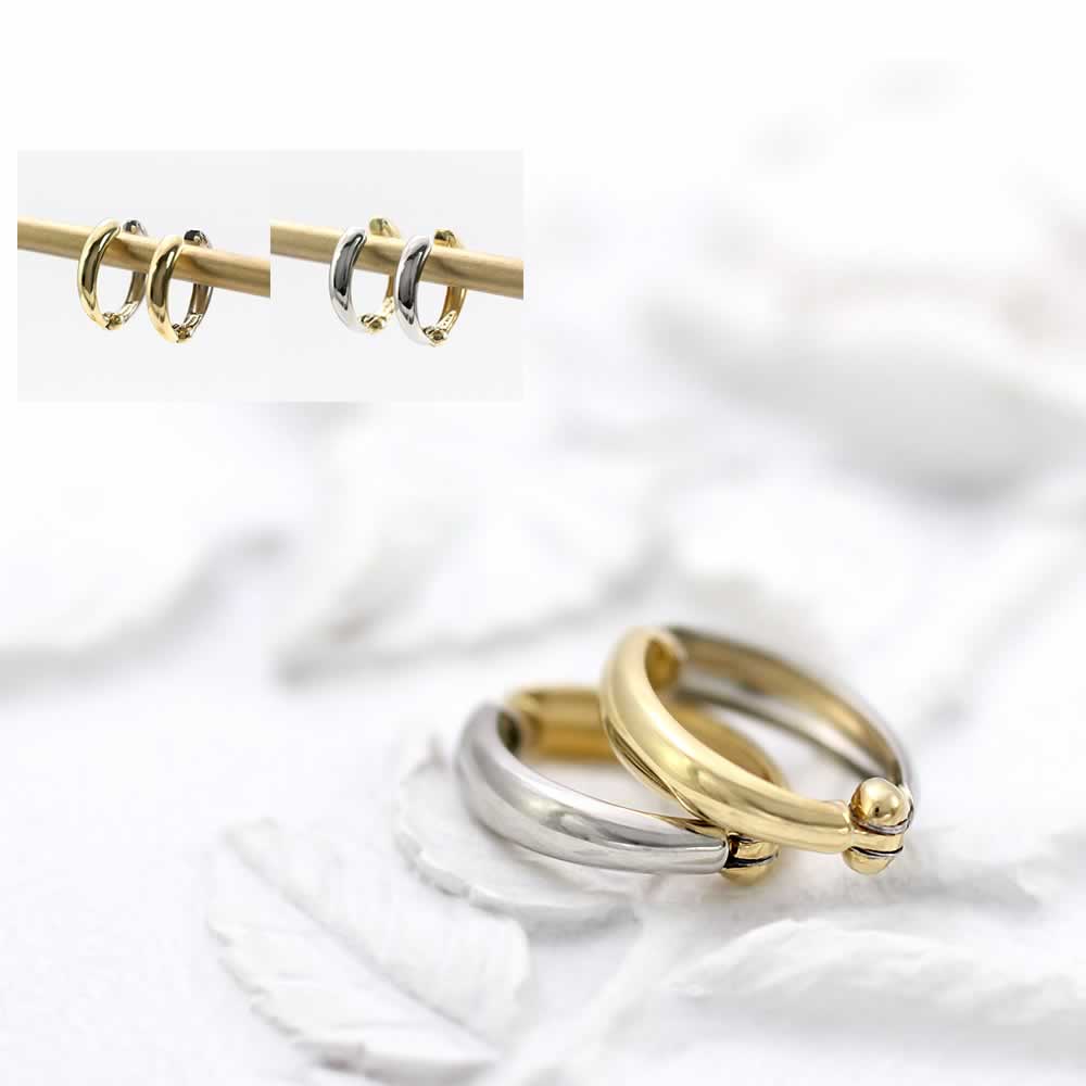 Pt900/K18YG リバーシブル フープ ピアリング_03