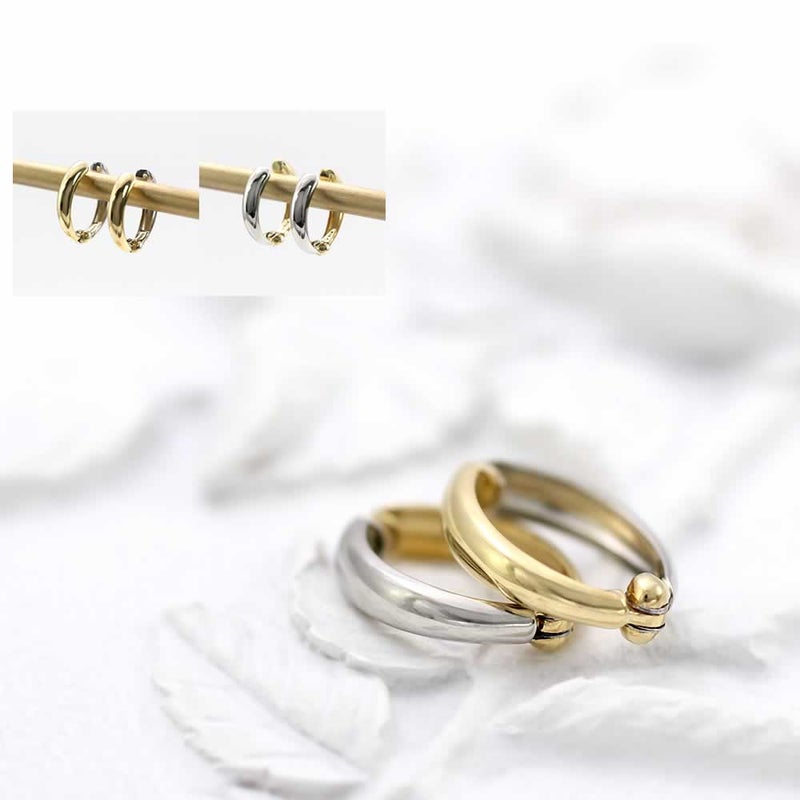 Pt900/K18YG リバーシブル フープ ピアリング_03