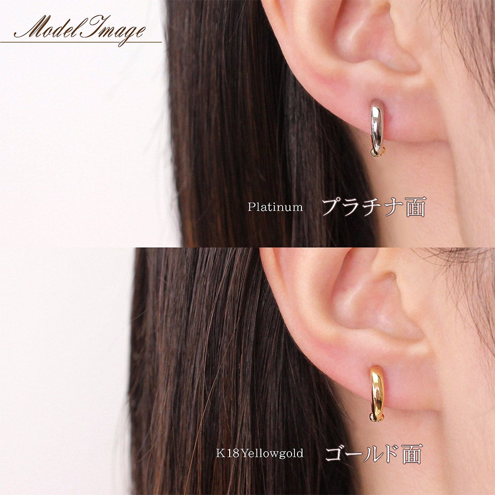 Pt900/K18YG リバーシブル フープ ピアリング_04