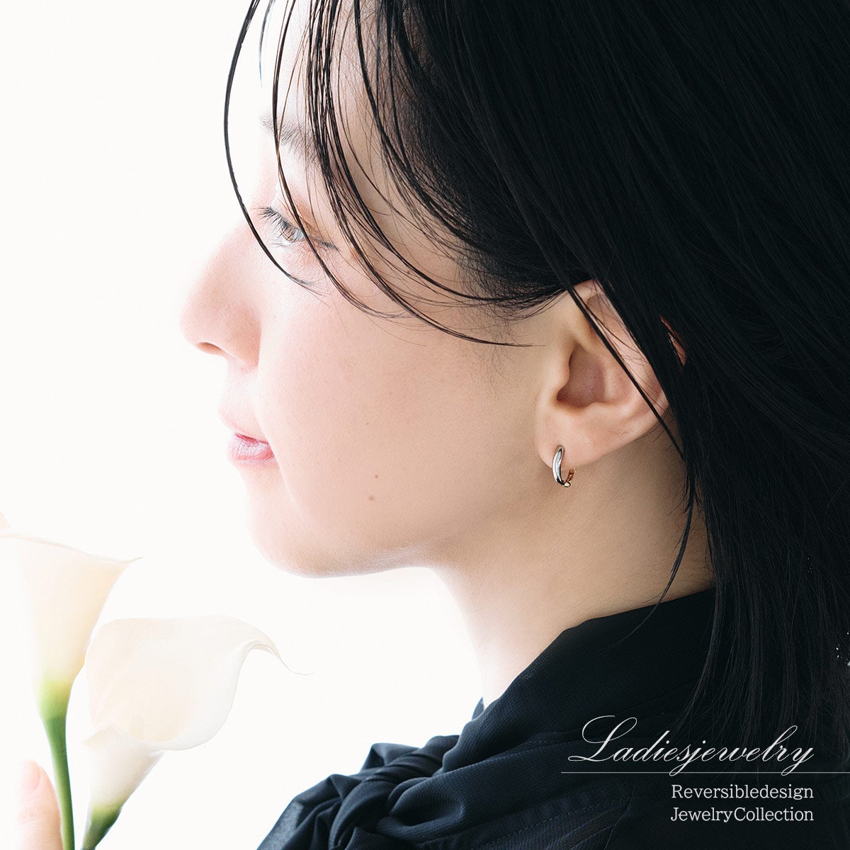 K18×Pt900 ピアリング リバーシブル フープ | Jewelry ROLA
