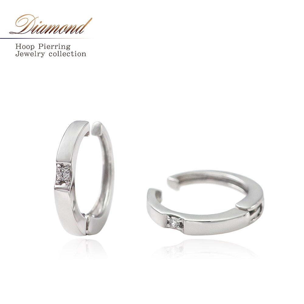 Pt900 ダイヤモンド フープ ピアリング_01
