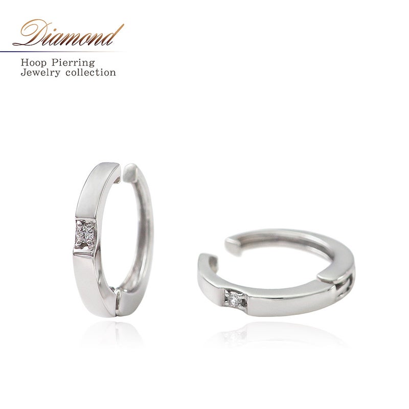 Pt900 ダイヤモンド フープ ピアリング_01