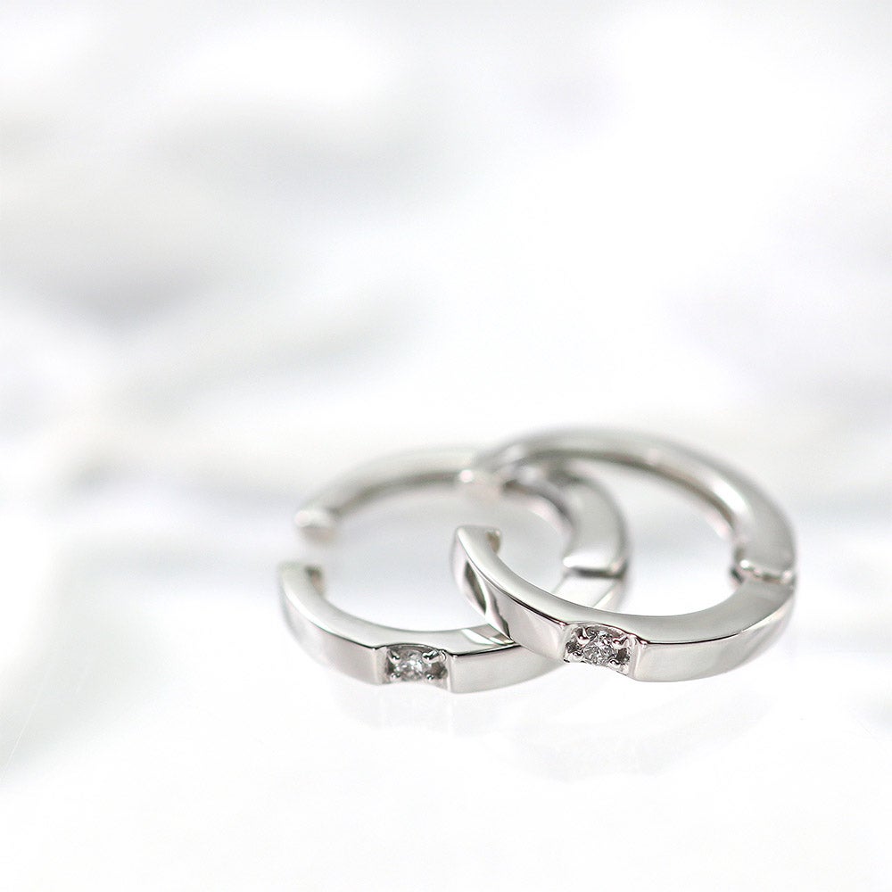 Pt900 ダイヤモンド フープ ピアリング_02