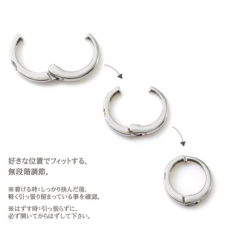 Pt900 ダイヤモンド フープ ピアリング_04