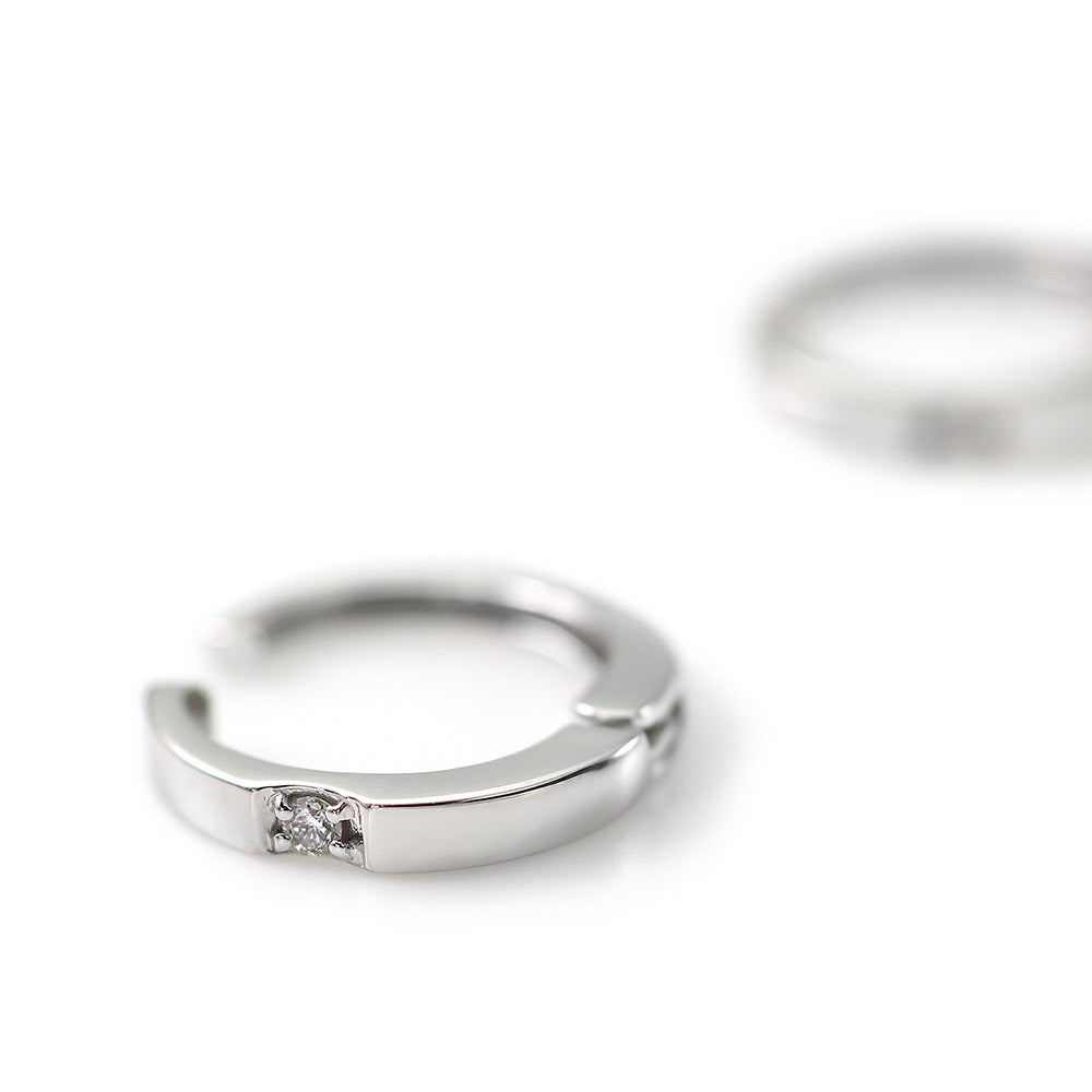 Pt900 ダイヤモンド フープ ピアリング_05