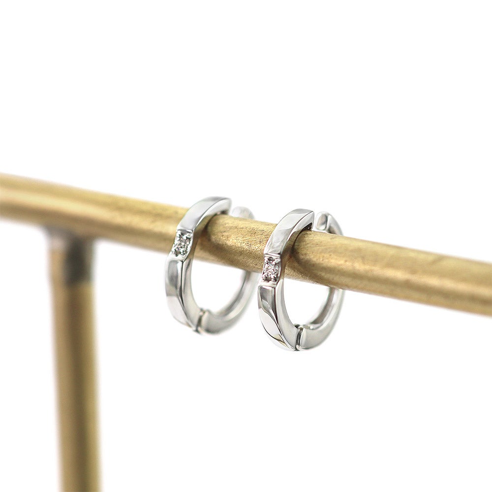 Pt900 ダイヤモンド フープ ピアリング_11