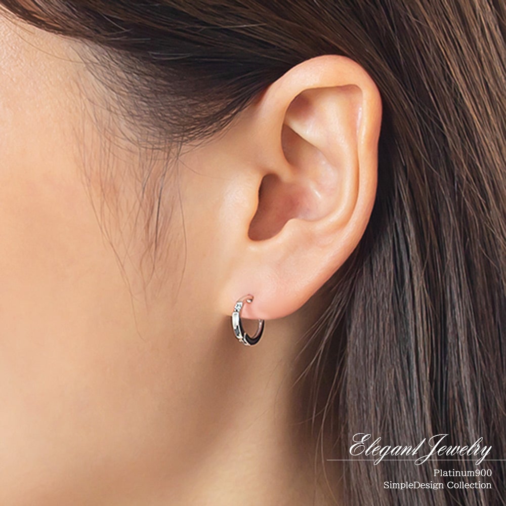 Pt900 ダイヤモンド フープ ピアリング_12