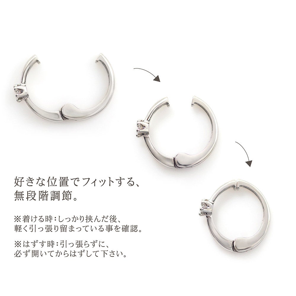 Pt900 ダイヤモンド フープ ピアリング_04
