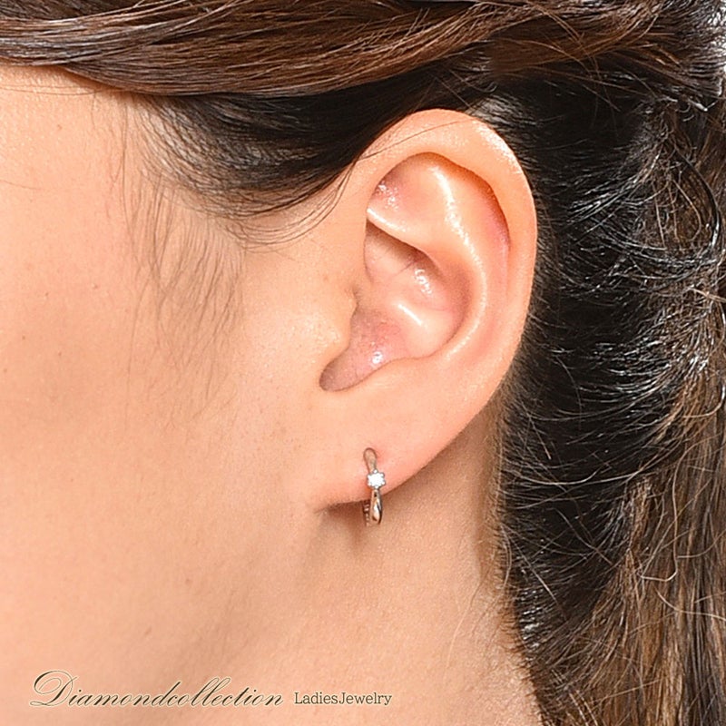 Pt900 ダイヤモンド フープ ピアリング_05