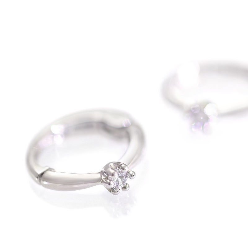 Pt900 ダイヤモンド フープ ピアリング_11