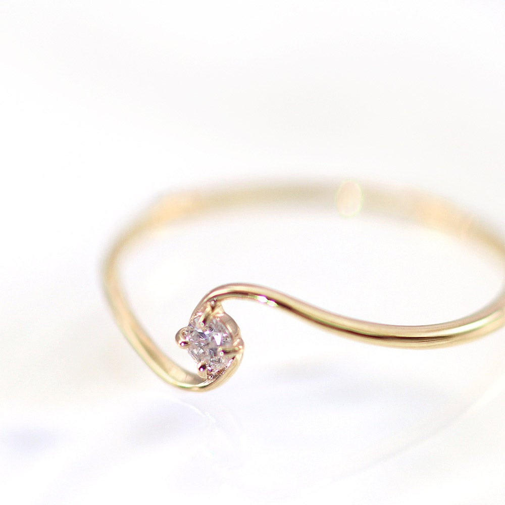 K10YG 一粒ダイヤモンド S字リング_02