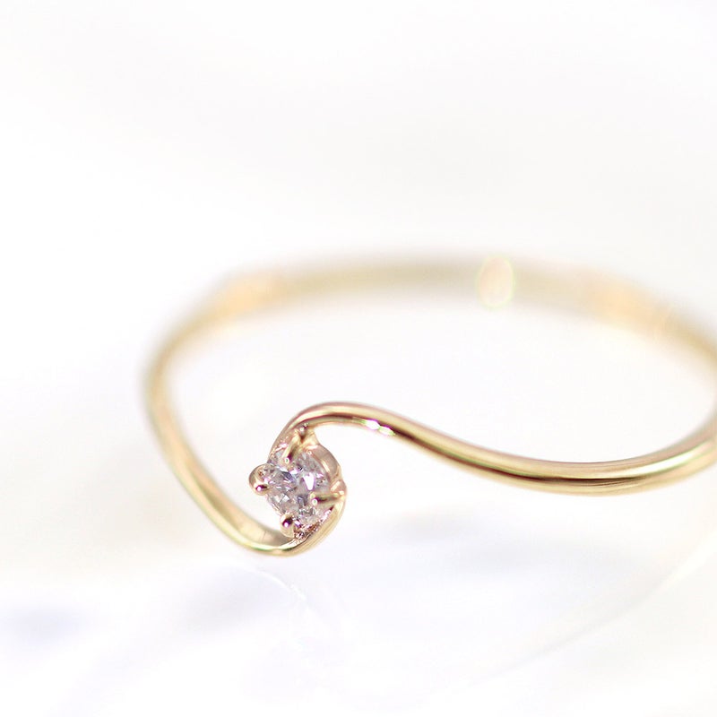 K10YG 一粒ダイヤモンド S字リング_02