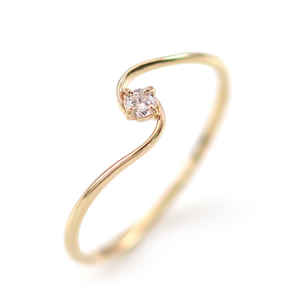 K10YG 一粒ダイヤモンド S字リング_04