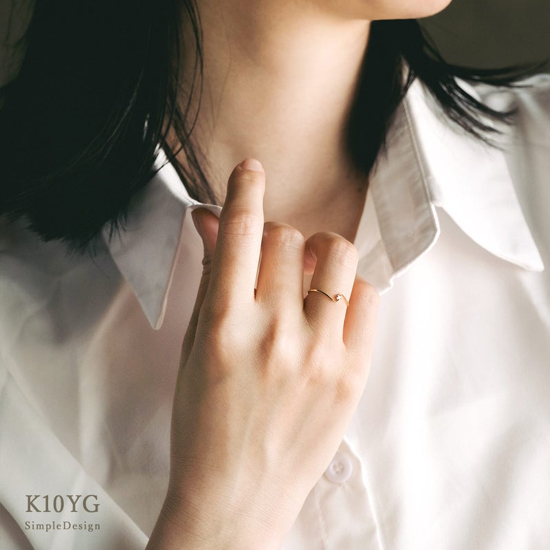 K10YG 一粒ダイヤモンド S字リング_11