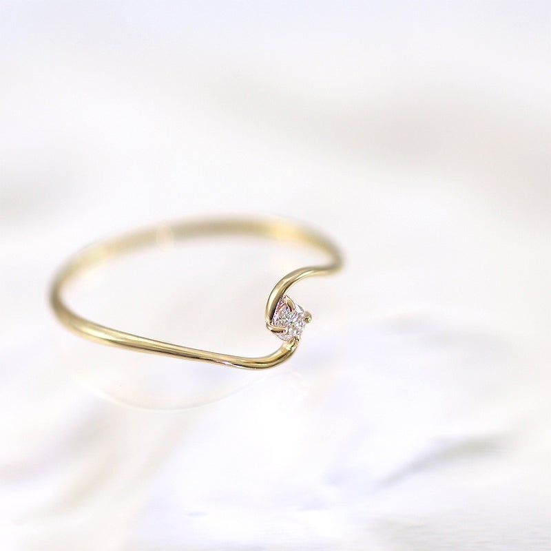 K10YG 一粒ダイヤモンド S字リング_13