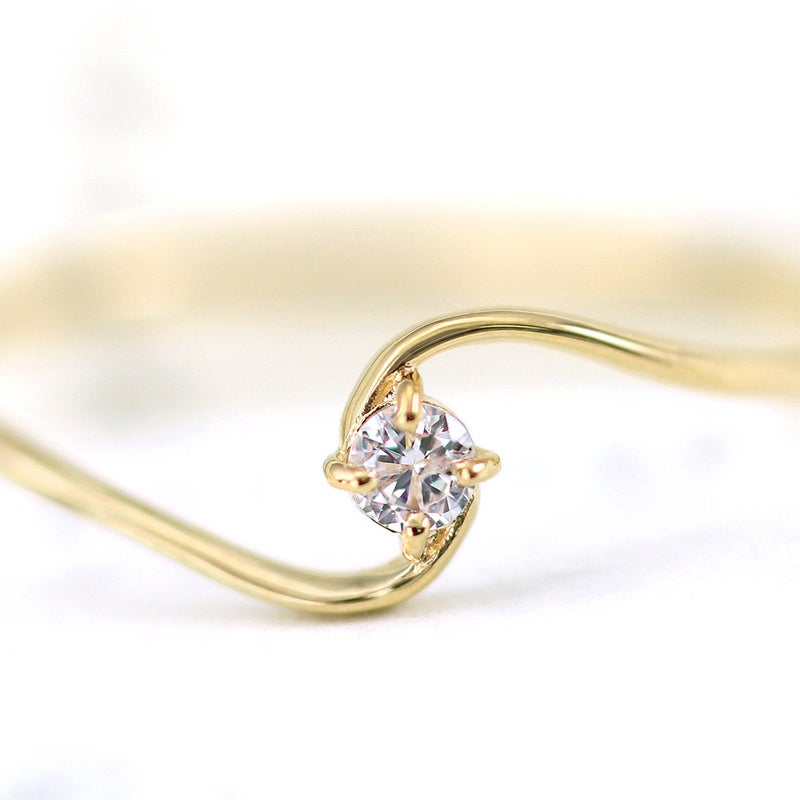 K10YG 一粒ダイヤモンド S字リング_14