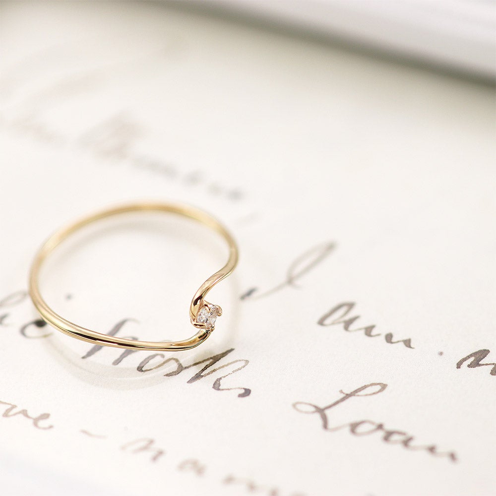 K10YG 一粒ダイヤモンド S字リング_15